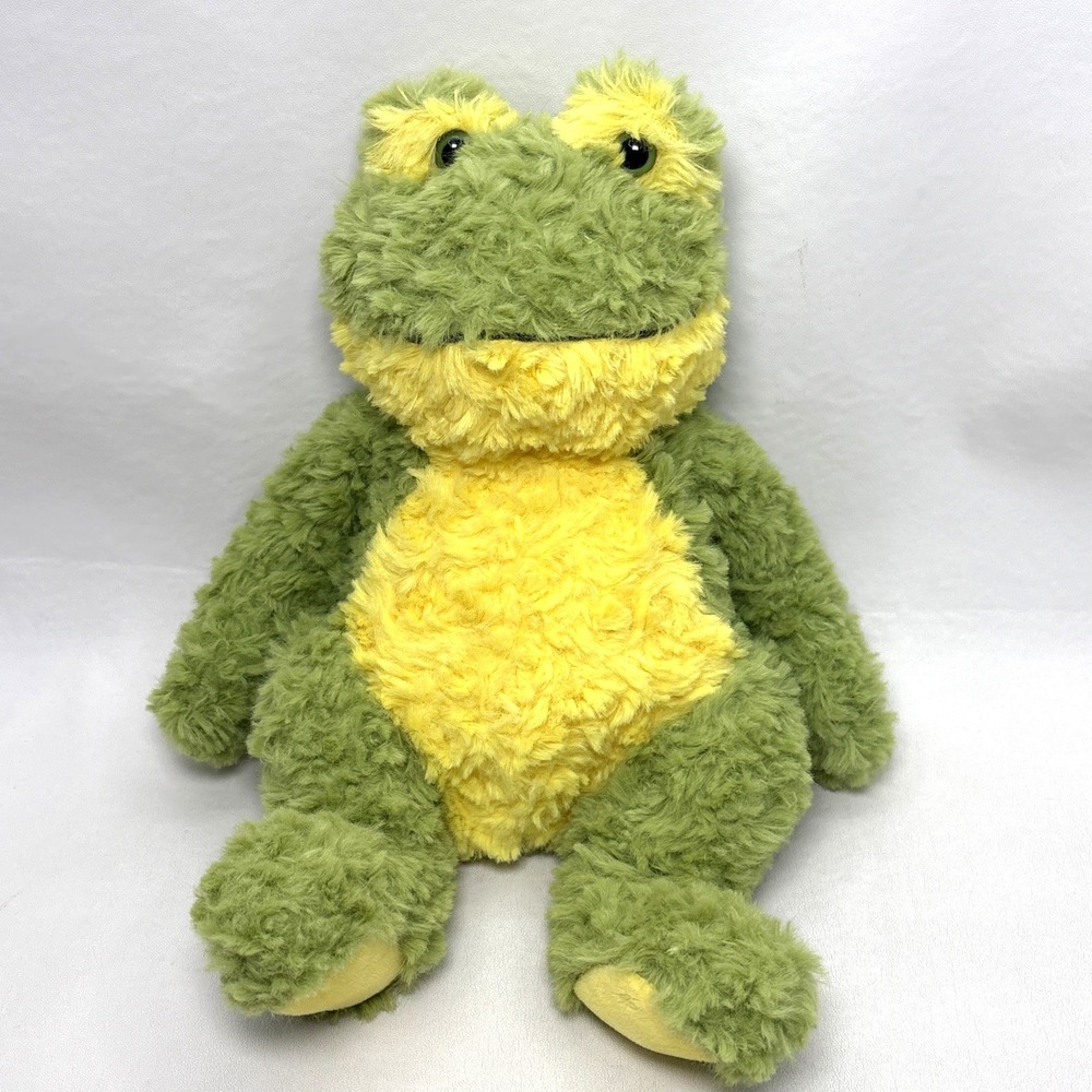 Adventure‎ Planet Frog Plush Stuffed Sitting 10" Plastic Eyes Green Yellow